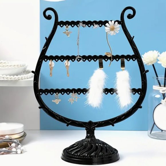 NWT BLACK MULTIFUNCTIONAL WINE GLASS SHAPED JEWELRY DISPLAY RACK - Picture 2 of 2